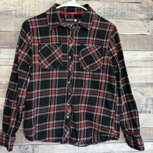 Canada Weather Gear Women's Size M Flannel Plaid Button Down Shirt Red/Black